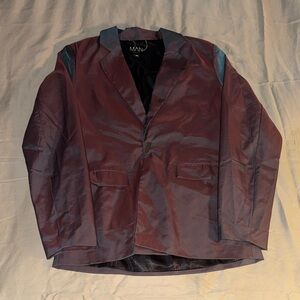 BoohooMAN Iridescent Burgundy Plum Blazer